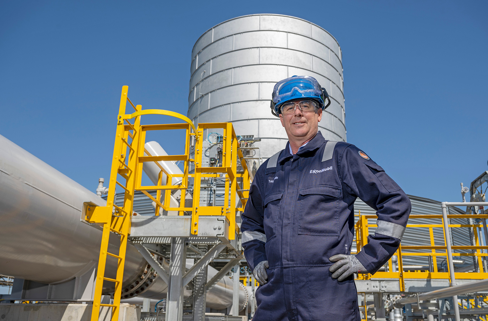 Image Toby Hamblin, Plant Manager, at the new Enclosed Ground Flare.