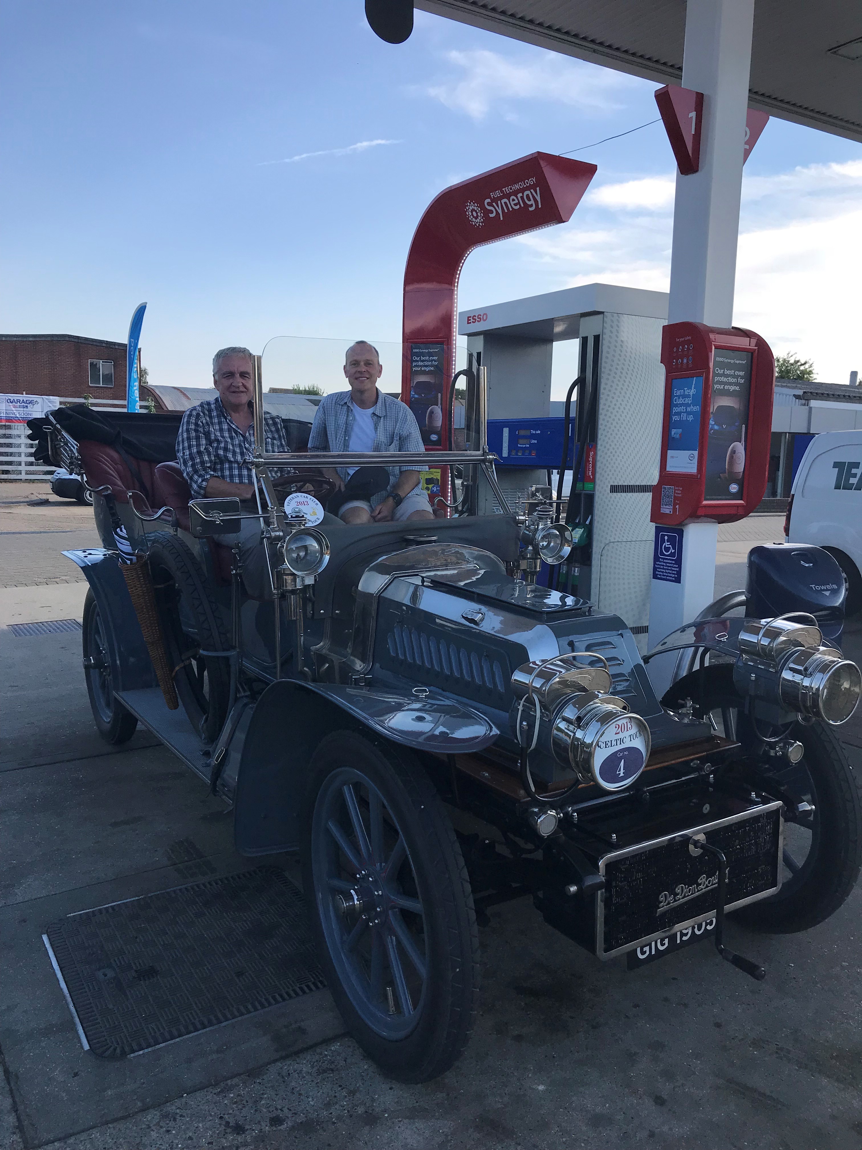 Image Mark (left) and his successor in the RRT, Travis Hansen, know which brand serves the best petrol for vintage cars