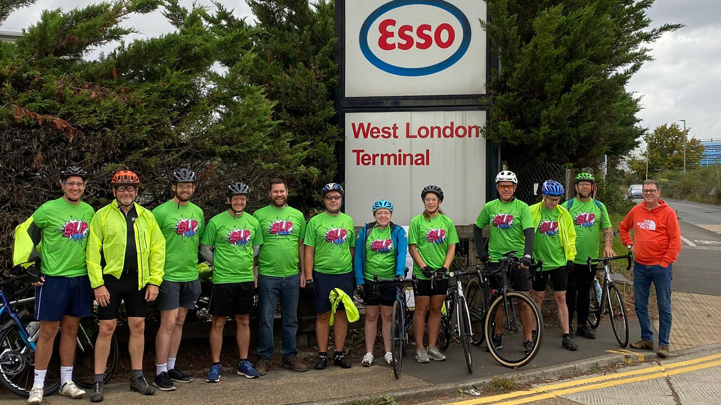 The cyclists gather at West London Terminal for the start of their 120km journey.