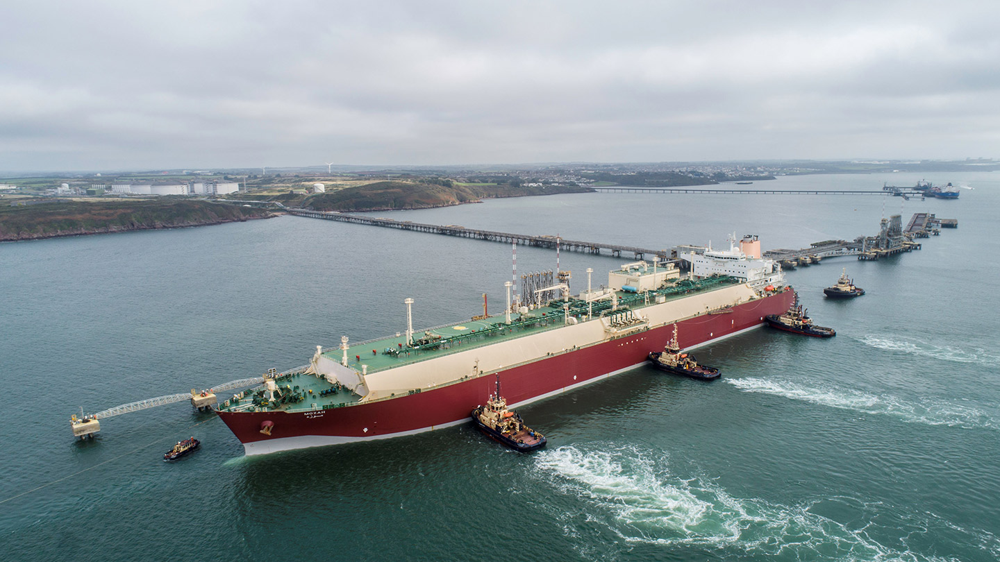 Image One of the worlds largest LNG carriers, the Mozah, was the 1,000th vessel to unload at South Hook Terminal.
