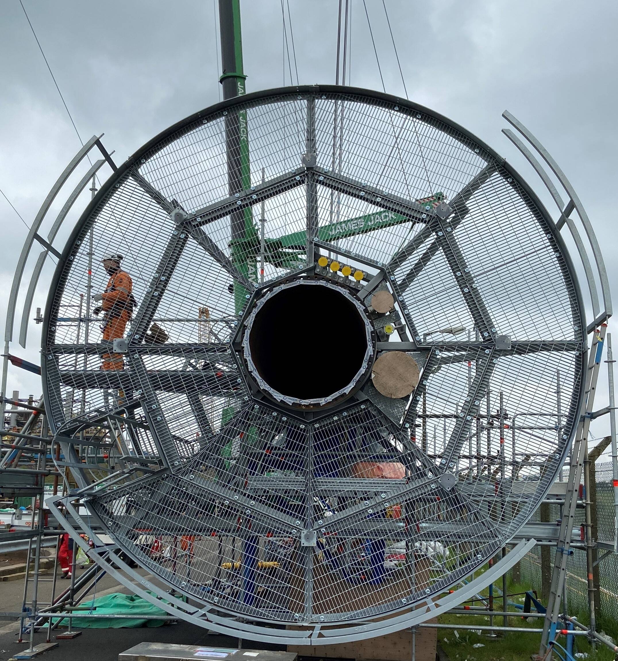 Looking down the 26m riser section that will shortly become home to our new elevated flare tip.