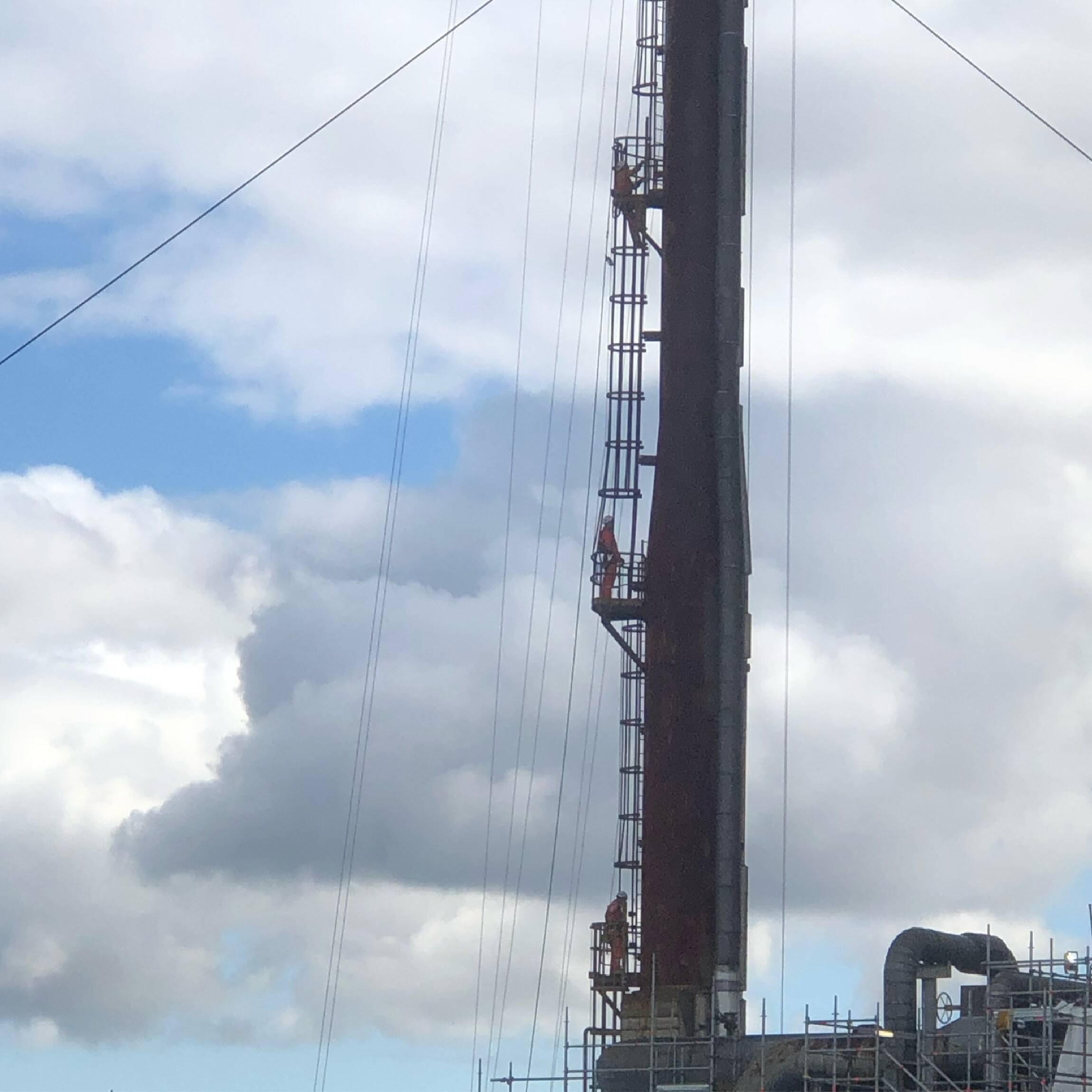 These skilled steeple jacks have no fear when it comes to heights as they scale our 100m tall flare stack ahead of our new flare tip being installed.