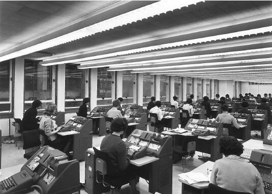 Image Photo  1962- Card punching and checking equipment installed at Essos New Head Office. It was one of the finest installations of this kind in the UK.